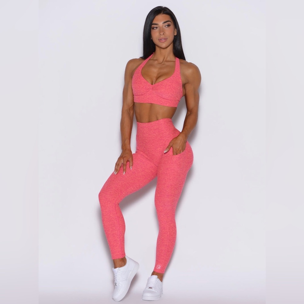Bombshell Sportswear Neon Tangerine Shock V Back Leggings & Backless Bra